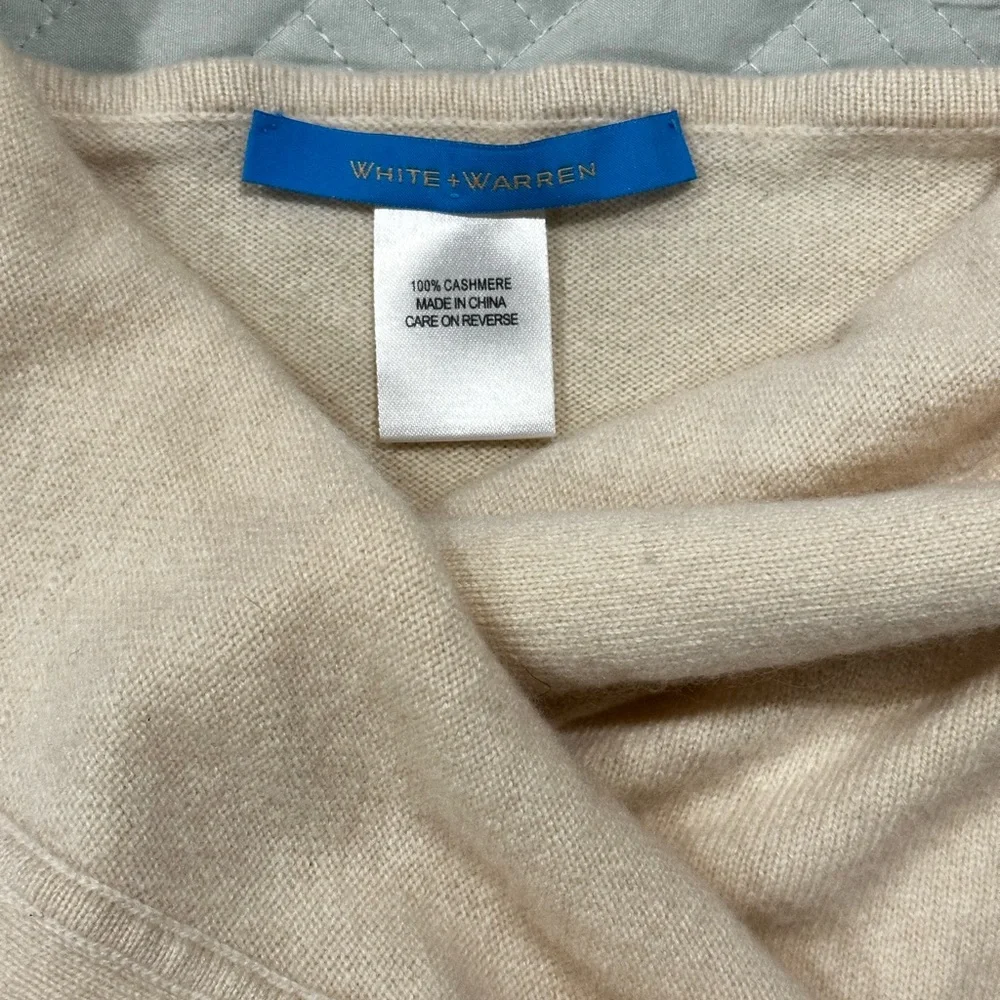 White + Warren 100% Cashmere Sleeveless Knit Top Beige Halter Neck Women’s - Picture 2 of 3